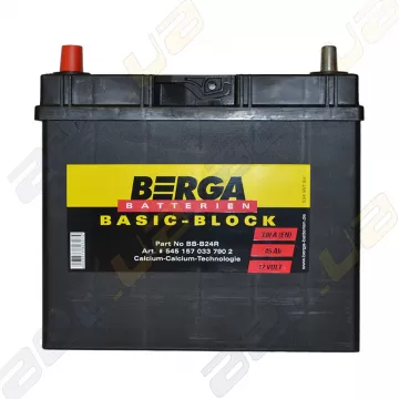 Автомобільний акумулятор Berga Basic 45Ah JL+ 330A (тонка клема)