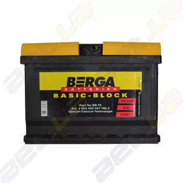 Автомобільний акумулятор Berga Basic 53Ah R+ 470A (EN) (низкобазовый)