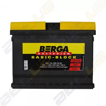 Автомобильный аккумулятор Berga Basic 60Ah L+ 540A (EN)