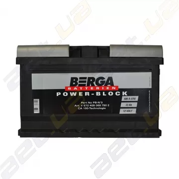 Автомобільний акумулятор Berga Power 72Ah R+ 680A (EN) (низкобазовый)