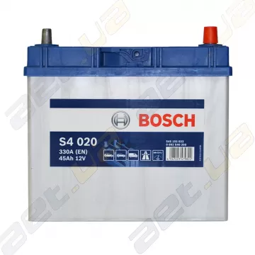 Акумулятор Bosch S4 020 45Ah JR+ 330A 0092S40200 (тонка клема)