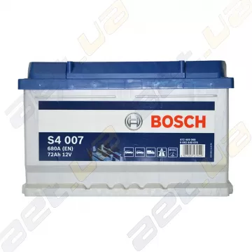 Аккумулятор Bosch S4 Silver 72Ah R+ 680A (EN) (низкобазовый)