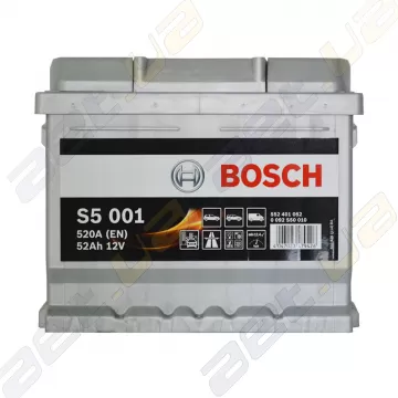 Аккумулятор Bosch S5 001 52Ah R+ 520A 0092S50010 (низкобазовый)