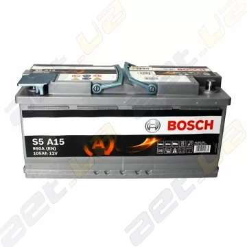 Автомобільний акумулятор Bosch S5 AGM 105Ah R+ 950A 0092S5A150