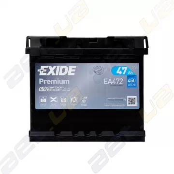 Аккумулятор Exide Premium Carbon Boost 2.0 47Ah R+ 450A EA472 низкобазовый