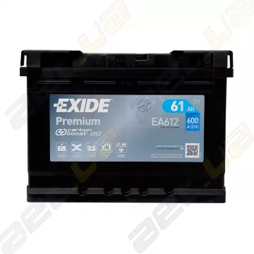Акумулятор Exide Premium Carbon Boost 2.0 61Ah R+ 600A EA612 низькобазовий