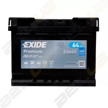 Акумулятор Exide Premium 64Ah Carbon Boost 2.0 R+ 640A EA640