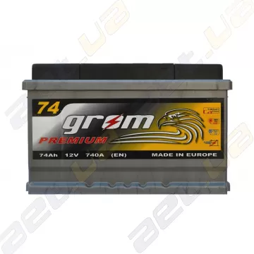 Аккумулятор Grom Premium 74Ah R+ 740A (низкобазовый)