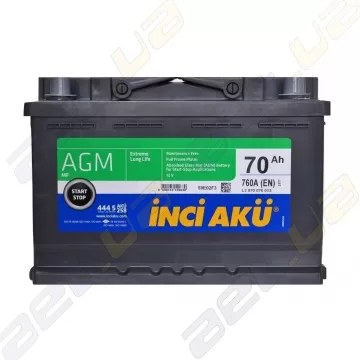 Акумулятор автомобільний INCI-AKU AGM 70Ah R+ 760A