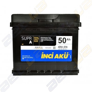Акумулятор автомобільний INCI-AKU Supr A 50Ah R+ 420A (низькобазовий)