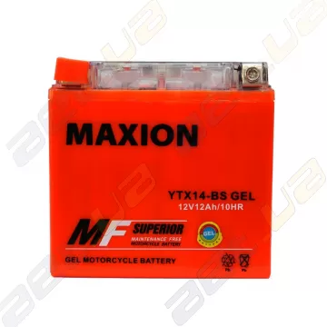Мото аккумулятор Maxion (YTX14-BS) Gel 12V 12Ah 180A En L+