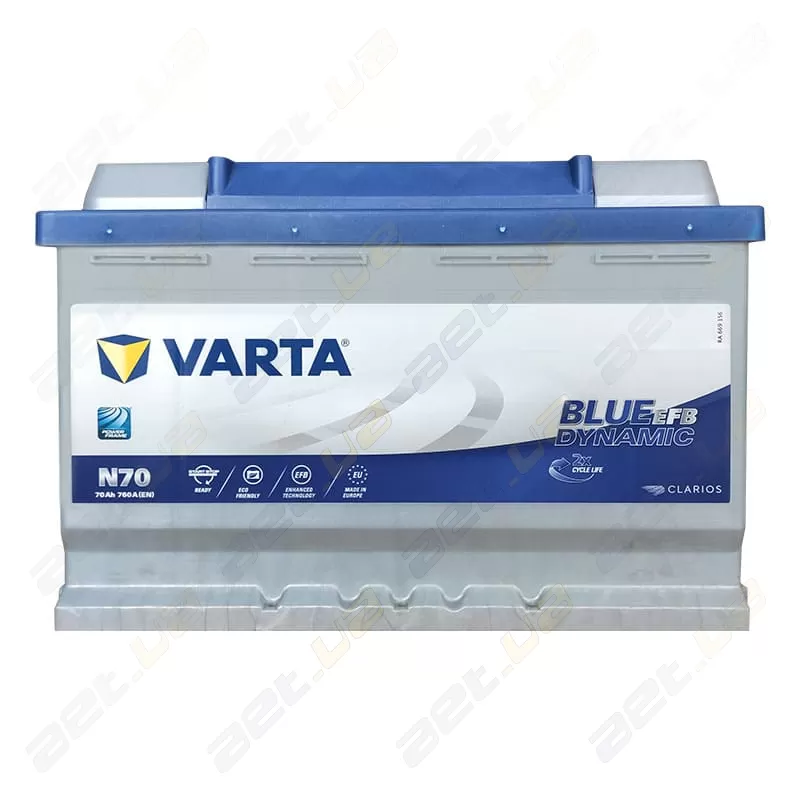 Аккумулятор Varta Blue Dynamic Start-Stop EFB (N70) 70Ah R+ 760A купить по  лучшей цене