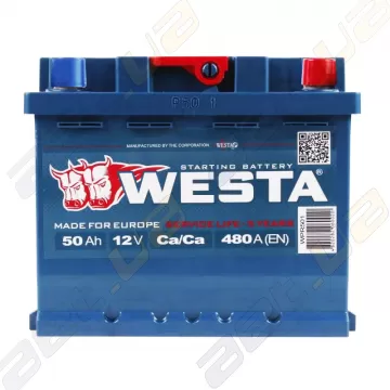 Автомобільний акумулятор WESTA 50Ah R+ 480A (низкобазовый)