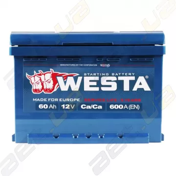 Автомобильный аккумулятор WESTA 60Ah R+ 600A (низкобазовый) Автомобильный аккумулятор WESTA 60Ah R+ 600A (низкобазовый)