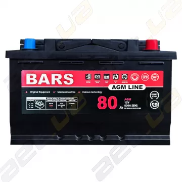 Аккумулятор Bars AGM LINE 80Ah 800A (EN) R+ Start/Stop
