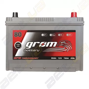Аккумулятор Grom Battery 80Ah 780A JR+ (EN) EFB