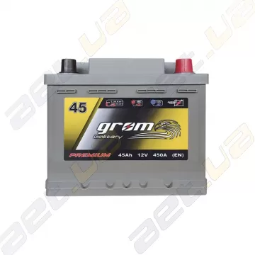 Акумулятор автомобільний Grom Battery 45Ah R+ 450A (EN) низькобазовий