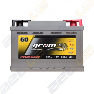 Акумулятор автомобільний Grom Battery 60Ah R+ 600A (EN) низькобазовий