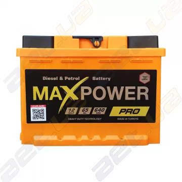 Автомобильный аккумулятор  MaxPower 65Ah R+ 640A PRO