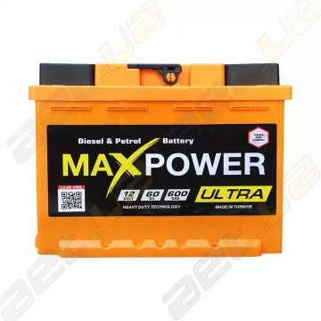 Автомобильный аккумулятор  MaxPower 60Ah L+ 600A Ultra