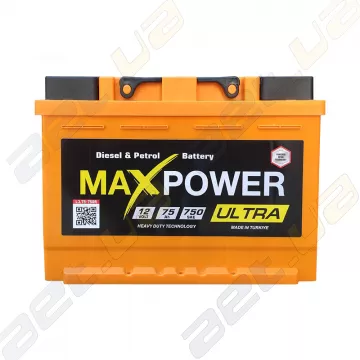 Автомобильный аккумулятор  MaxPower 75Ah R+ 750A Ultra