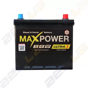 Автомобильный аккумулятор MaxPower 60Ah JR+ 560A Ultra