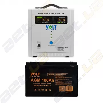 ИБП VOLT Polska SINUS PRO 1500E 1050Вт + Volt Polska AGM VRLA 12v 100Ah (AGM-100)